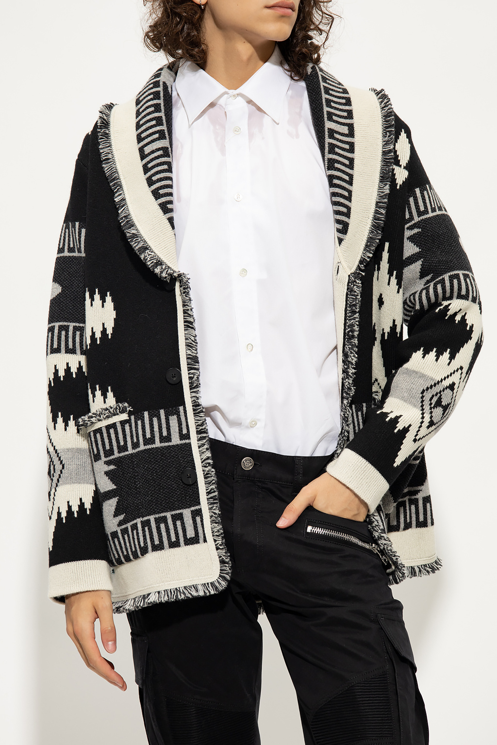 Icon Jacquard' cardigan Alanui - Jacquemus Crema layered